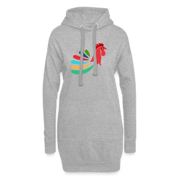 COQ. CHEVAL. POULE. COQ. ANIMAL. OISEAU. LICORNE. - Sweat-shirt à capuche long Femme - gris chiné - Devant