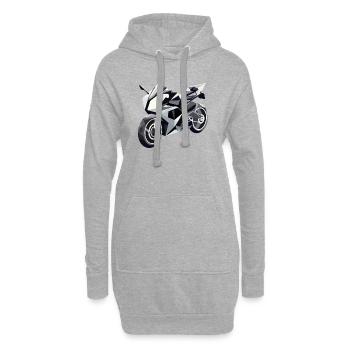 Futuristisches Motorrad in geometrischem Design - Hoodie-Kleid - Grau meliert - Vorne
