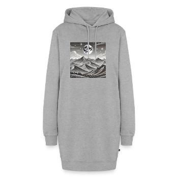 Mondgebirge Nachtlandschaft - Hoodie-Kleid - Grau meliert - Vorne