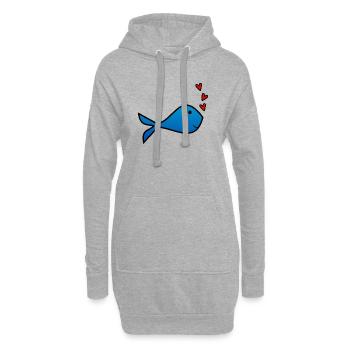 POISSON. SARDINE. POISSON D'AVRIL. MER. OCÉAN - Sweat-shirt à capuche long Femme - gris chiné - Devant