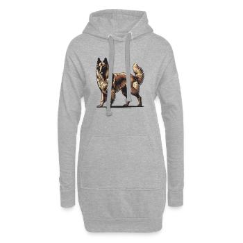 Chien de berger - Sweat-shirt à capuche long Femme - gris chiné - Devant