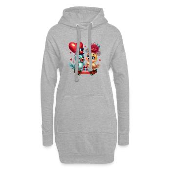 Herzballon und Rosenmagie - Hoodie-Kleid - Grau meliert - Vorne