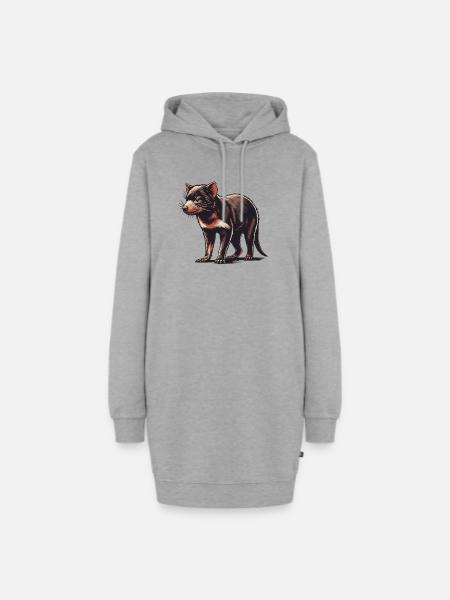 Tasmanischer Teufel - Hoodie-Kleid - Grau meliert