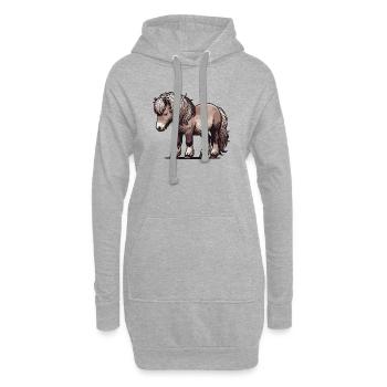 Poney - Sweat-shirt à capuche long Femme - gris chiné - Devant