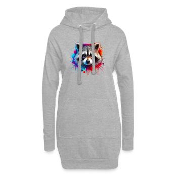 Raton laveur - Sweat-shirt à capuche long Femme - gris chiné - Devant