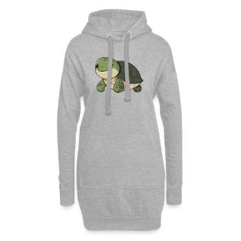 Süße glückliche Schildkröte - entzückende und fröhliche Karikatur - Hoodie-Kleid - Grau meliert - Vorne