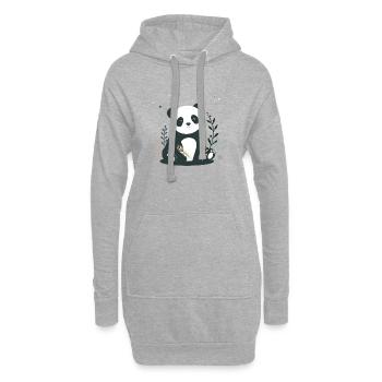 Panda amoureux avec des plantes minimalistes - Sweat-shirt à capuche long Femme - gris chiné - Devant