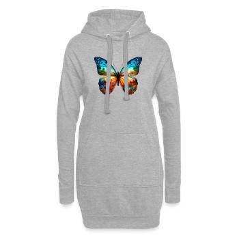 Schmetterling - Hoodie-Kleid - Grau meliert - Vorne
