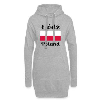 Łódź, Polen - Stilvolle Drucke - Hoodie-Kleid - Grau meliert - Vorne