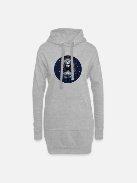 Mondschein Göttin Sternkreis - Sternzeichen Waage - Hoodie-Kleid - Grau meliert
