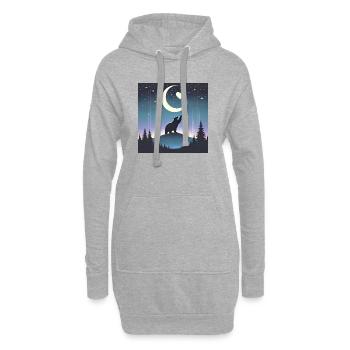 Love Under Moonlight - Mystischer Bär im Mondschei - Hoodie-Kleid - Grau meliert - Vorne