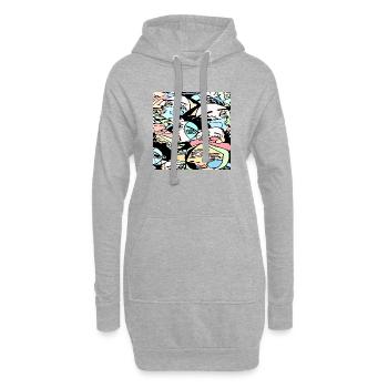 Verrückte Gesichter - Hoodie-Kleid - Grau meliert - Vorne