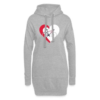 J’aime mon vélo - Vélo et cœur - Sweat-shirt à capuche long Femme - gris chiné - Devant