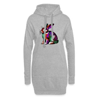Lapin - Sweat-shirt à capuche long Femme - gris chiné - Devant
