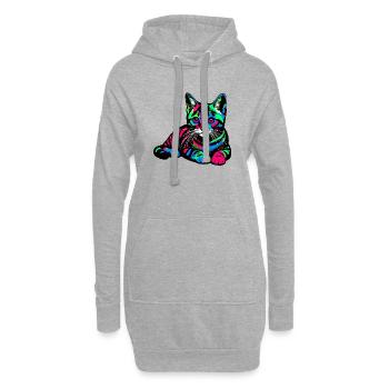 Chat - Sweat-shirt à capuche long Femme - gris chiné - Devant