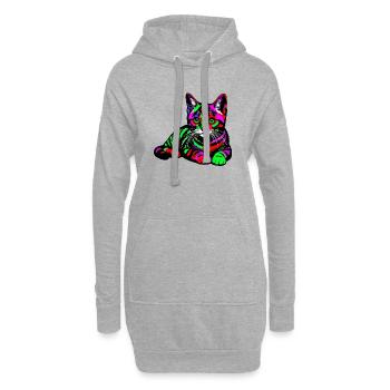 Katze - Hoodie-Kleid - Grau meliert - Vorne