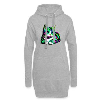 Chat - Sweat-shirt à capuche long Femme - gris chiné - Devant