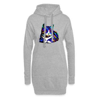 Katze - Hoodie-Kleid - Grau meliert - Vorne