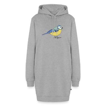 kleine Blaumeise, bunt - Hoodie-Kleid - Grau meliert - Vorne