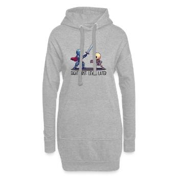 First Fight, Level Later – Ritter vs Skelett - Hoodie-Kleid - Grau meliert - Vorne