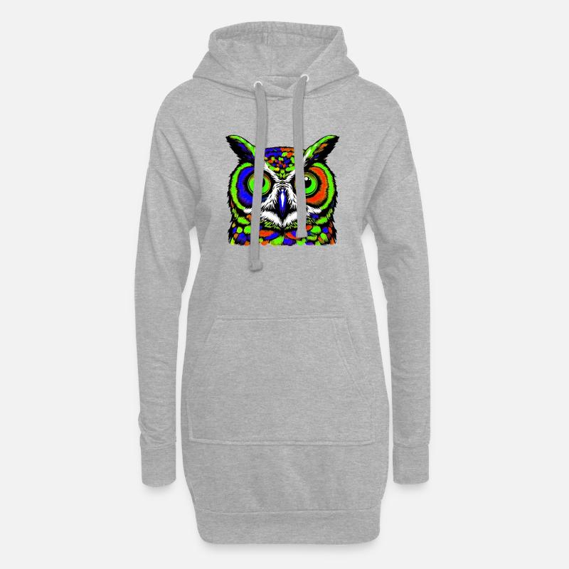 Eule - Hoodie-Kleid - Grau meliert