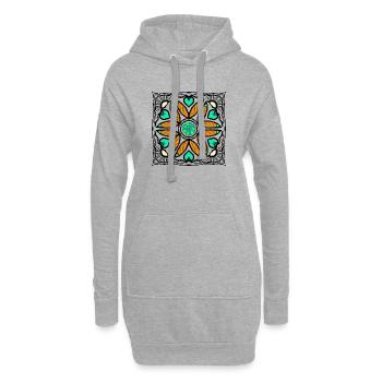 Pop art flower with hearts - Hoodie Dress - heather grey - Front