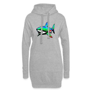 Requin - Sweat-shirt à capuche long Femme - gris chiné - Devant