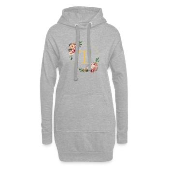 T Monogram, Couronne de fleurs, Personnalisable - Sweat-shirt à capuche long Femme - gris chiné - Devant