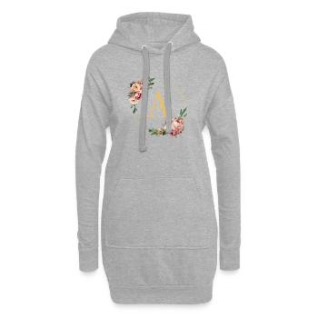 Un monogramme, couronne de fleurs, personnalisable - Sweat-shirt à capuche long Femme - gris chiné - Devant