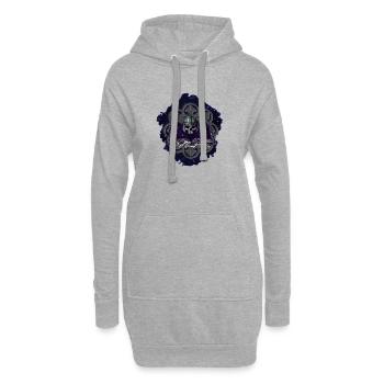 buchband aufgeschlagen, Menschenschädel, Ornamente - Hoodie-Kleid - Grau meliert - Vorne