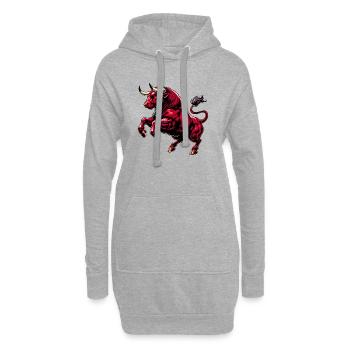 Stier - Hoodie-Kleid - Grau meliert - Vorne