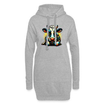 Vache - Sweat-shirt à capuche long Femme - gris chiné - Devant