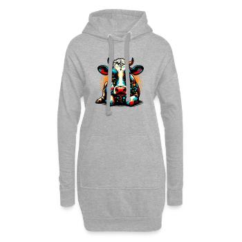 Vache - Sweat-shirt à capuche long Femme - gris chiné - Devant