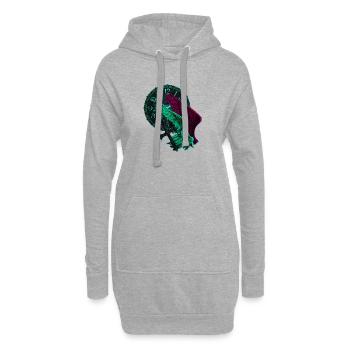Uhren, Feder-Flügel seitlich, Kreuze - Hoodie-Kleid - Grau meliert - Vorne