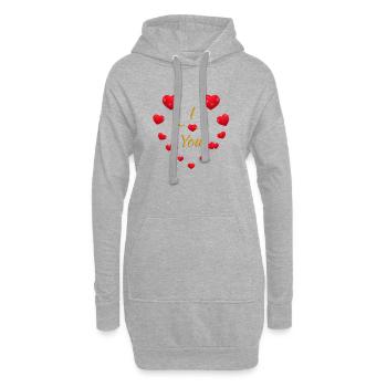 Elegantes Herz & Pfeil Design für Paare - Hoodie-Kleid - Grau meliert - Vorne