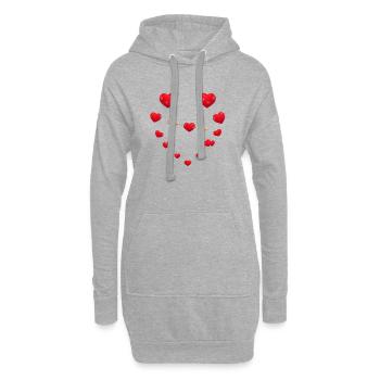 Liebevolles Herz-Design mit Pfeil - Hoodie-Kleid - Grau meliert - Vorne