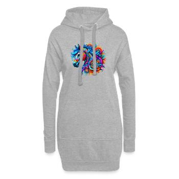 Pferd - Hoodie-Kleid - Grau meliert - Vorne