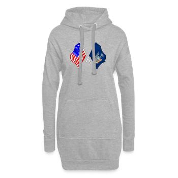 Drapeau des États-Unis et de l’État de New York franchi - Sweat-shirt à capuche long Femme - gris chiné - Devant