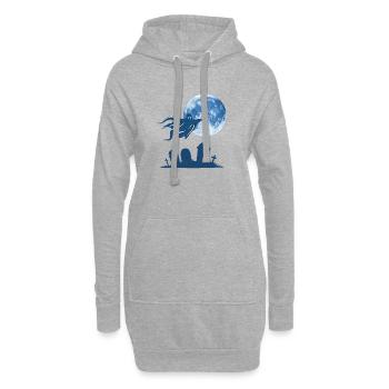 silhouetten, fliegende Geister, Monde, Gräber - Hoodie-Kleid - Grau meliert - Vorne