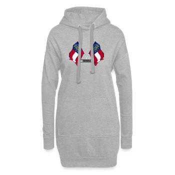 Deux drapeaux texte GÉORGIE - Sweat-shirt à capuche long Femme - gris chiné - Devant