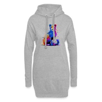 Guépard - Sweat-shirt à capuche long Femme - gris chiné - Devant