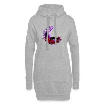 mondsichel, Katzen motiv, Rosenblüten - Hoodie-Kleid - Grau meliert - Vorne