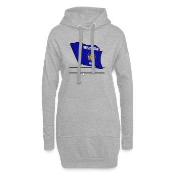 Flagge Wisconsin Textbanner - Hoodie-Kleid - Grau meliert - Vorne