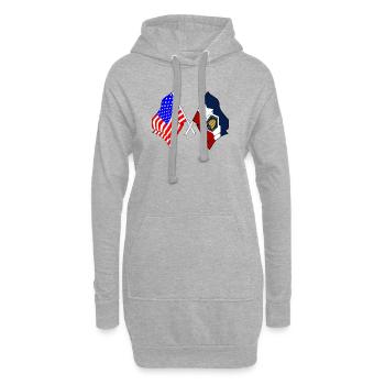 Flagge der USA und des Bundesstaates Utah gekreuzt - Hoodie-Kleid - Grau meliert - Vorne
