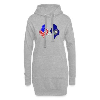 Drapeau des États-Unis et de l’État du New Hampshire croisé - Sweat-shirt à capuche long Femme - gris chiné - Devant