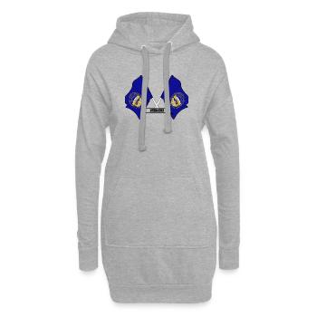 texte des petits drapeaux NEBRASKA - Sweat-shirt à capuche long Femme - gris chiné - Devant