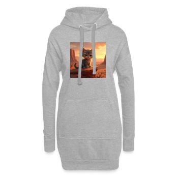 Wüstenkätzchen im Abendlicht - Hoodie-Kleid - Grau meliert - Vorne