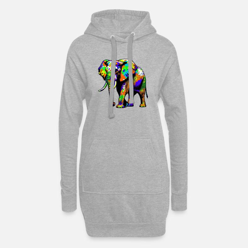 Elefant - Hoodie-Kleid - Grau meliert