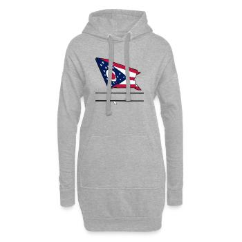 Flagge Ohio Textbanner - Hoodie-Kleid - Grau meliert - Vorne
