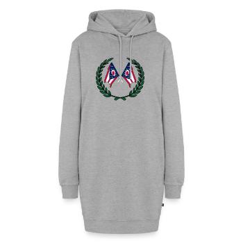 USA Ohio Flaggen im Lorbeerkranz - Hoodie-Kleid - Grau meliert - Vorne